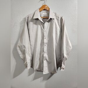 Calvin Klein Light Gray Dress Shirt Slim Fit 17.5 32/33 17 1/2 Wrinkle Free
